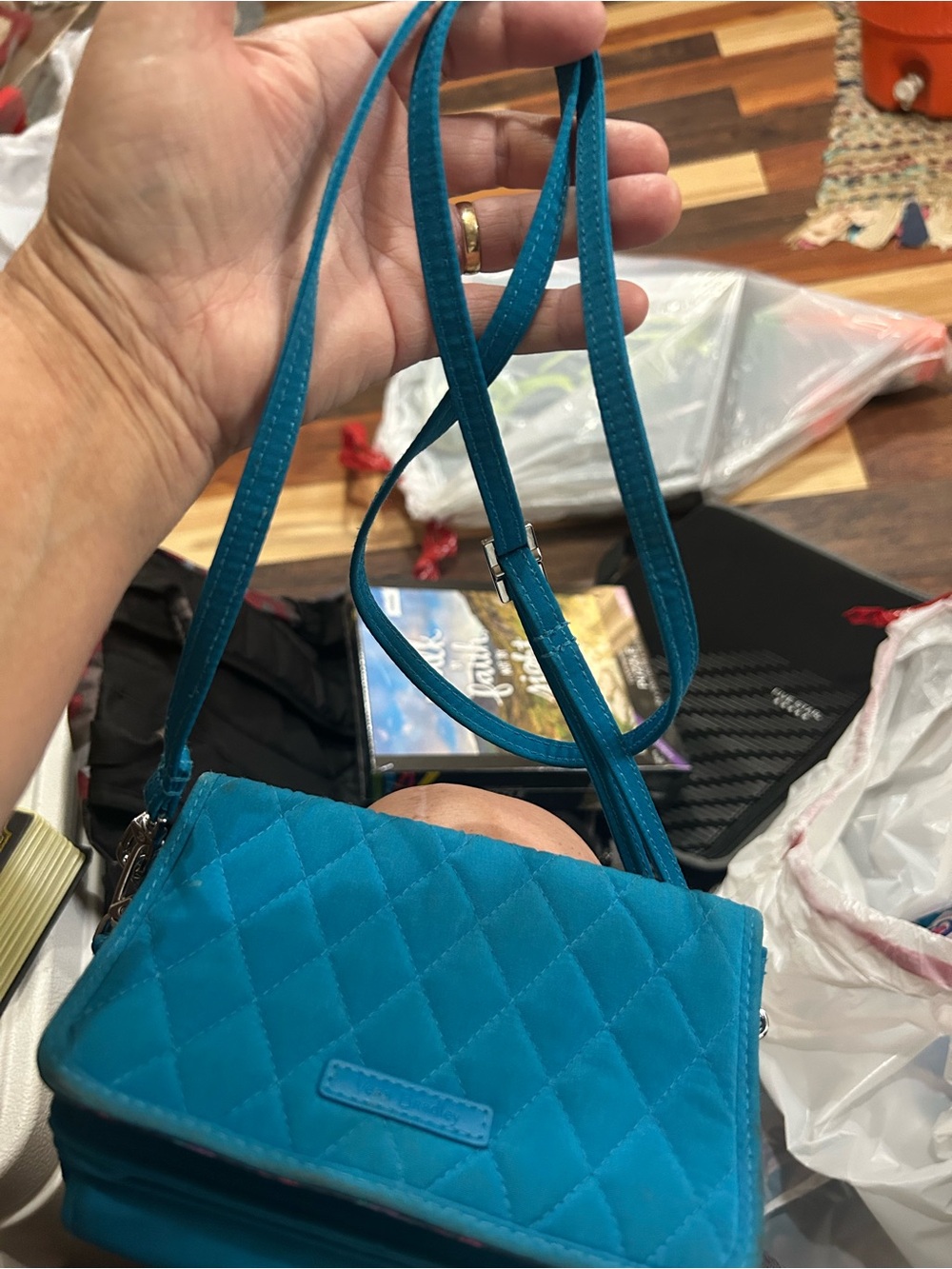 Vera Bradley Quilted Teal Crossbody Bag